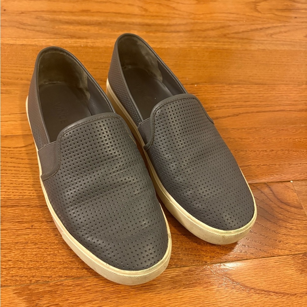 Vince Dark Blue Perforated Slip-On Sneakers